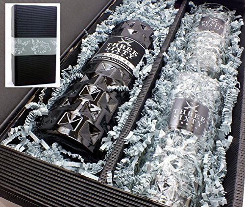 Geschenkkarton mit Three Sixty Vodka BLACK 42% 0,7l und 2 original Gläsern 0,3l
