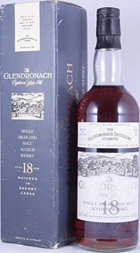 Glendronach 1972 18 Year Sherry Casks Highland Single Malt Scotch Whisky 43,0% Vol. – seltene alte 75cl Abfüllung eines erstklassigen Old-Style Highland Single Malt!