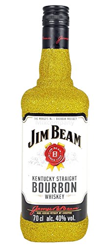 Jim Beam Bourbon Whiskey 0,7l 700ml (40% Vol) Bling Bling Glitzerflasche in gold -[Enthält Sulfite]