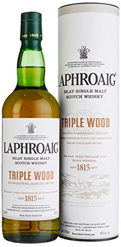 Laphroaig Triple Wood Islay Single Malt Scotch Whisky, mit Geschenkverpackung, einzigartig torfig-rauchig mit leichter Sherrysüße, 48% Vol, 1 x 0,7l