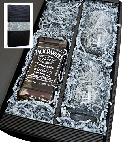 Geschenkkarton von meinglas24 mit Jack Daniels Whisky 40% 0,7l mit 2 Tumbler Gläser