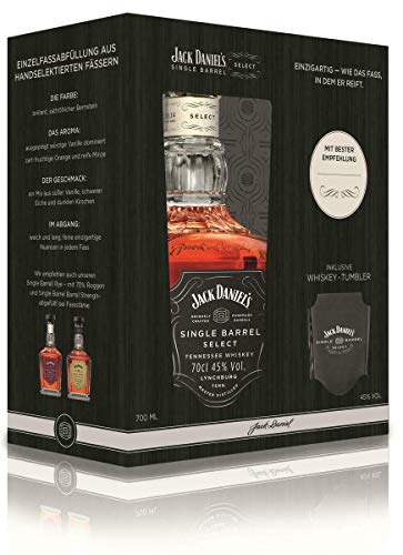 Jack Daniel‘s Single Barrel Select Tennessee Whiskey mit Whiskey-Tumbler, Geschenkset Single Malt Whisky (1 x 0.7l)