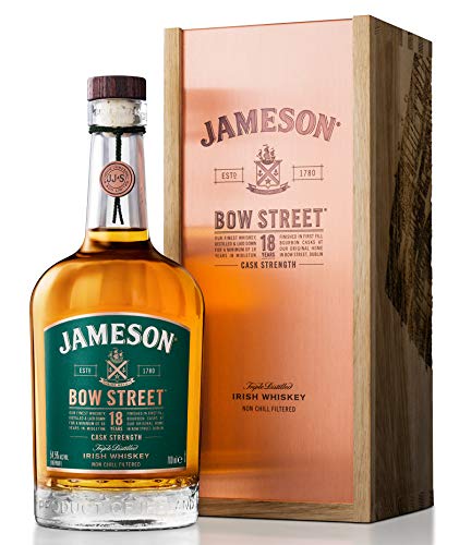 Jameson Bow Street Cask Strength Whiskey, 18 Jahre – Blended Irish Whiskey aus Ex-Bourbon und Sherry Fässern – Milder Whiskey aus Irland – 1 x 0,7 l