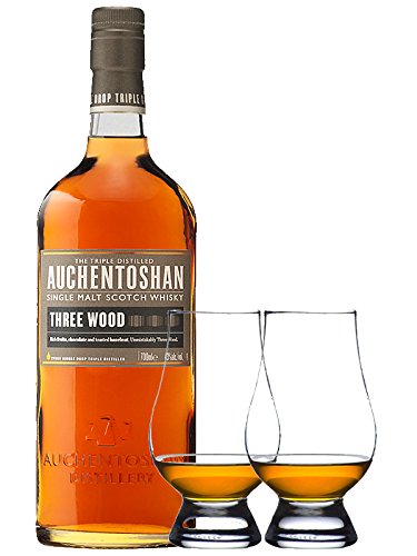 Auchentoshan Three Wood Single Malt Whisky 0,7 Liter + 2 Glencairn Gläser