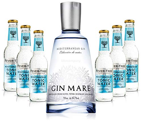 Gin Tonic Set – Gin Mare 0,7l 700ml (42,7% Vol) + 6x Fever Tree Mediterranean Tonic Water 200ml – Inkl. Pfand MEHRWEG