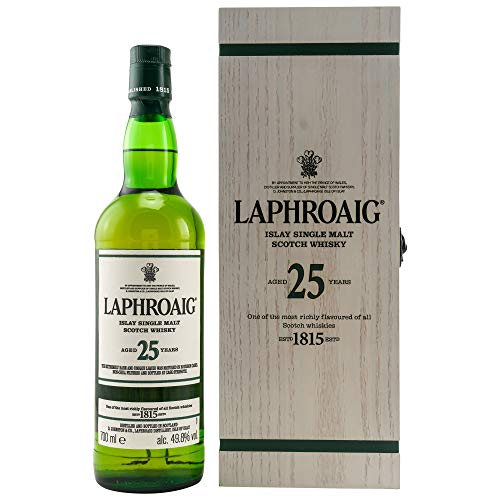 Laphroaig 25 Years Old Islay Single Malt Scotch Whisky 2020 49,8% Volume 0,7l in Holzkiste Whisky
