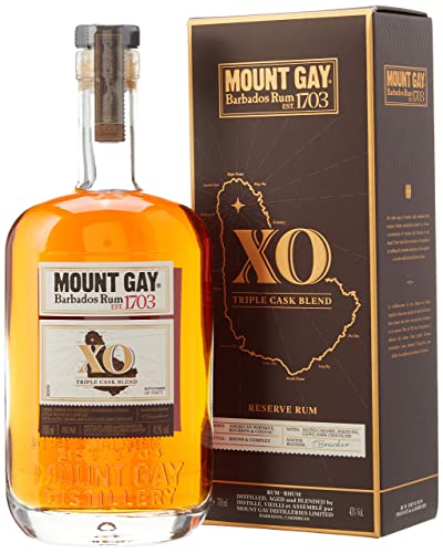 Mount Gay XO mit 43% vol. (1 x 0,7l) | Karibischer Extra Old Rum von der Insel Barbados | Vollmundiger Blend aus bis zu 17 Jahre lang gereiften Rumsorten