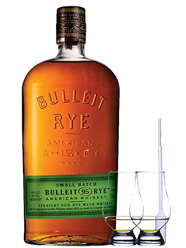 Bulleit Rye 95 Bourbon Frontier Whiskey 0,7 Liter + 2 Glencairn Gläser + Einwegpipette 1 Stück