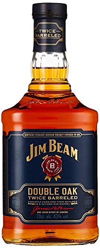 Jim Beam Double Oak – Twice Barreled Bourbon Whiskey, zweifach gereift in ausgeflammten Weißeichenfässern, 43% Vol, 1 x 0,7l